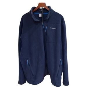 Columbia Mens Gopcore Hiking Full Zip Outdoors Fleece Jacket Navy Blue XXL